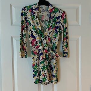 Diane Von Furstenberg Green Ruched Wrap Jumpsuit